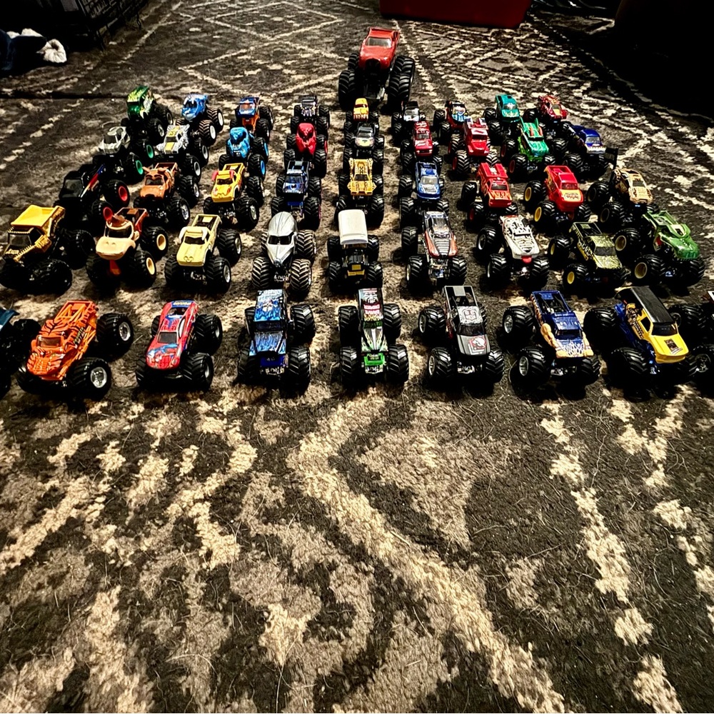 Box of 50 monster trucks